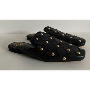 Vince Camuto Lenja Mules Womens Black Studded Leather Slip On Shoes 5 M